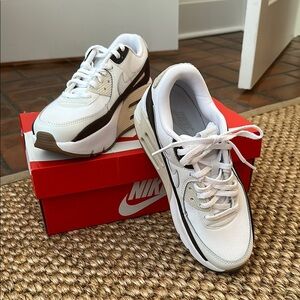 Nike Air Max 90 LV8 White and Tan Athletic Shoes